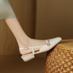 French Retro Soft Leather Thick Heel Camellia Toe Sandals Women's Summer New Low Heel All-match Hare Mary Jane Shoes - Image 8