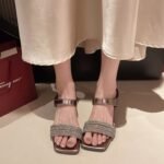 French New Style Special-Shaped Heel Flip-Flops Rhinestone Outer Wear Summer - Image 2