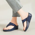 Rhinestone Flip-Flops for Women's Summer Outer Wear New Anti-Slip Flip-Flops Wedge-Heeled Thick-Soled High-Heeled Beach Shoes - Image 7