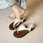 French-style niche design, elegant platform sandals for women, 2026 summer new style, wedge heel, metal buckle, toe-covering Roman sandals