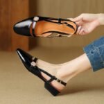 French Retro Soft Leather Thick Heel Camellia Toe Sandals Women's Summer New Low Heel All-match Hare Mary Jane Shoes - Image 9