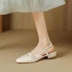 French Retro Soft Leather Thick Heel Camellia Toe Sandals Women's Summer New Low Heel All-match Hare Mary Jane Shoes - Image 6