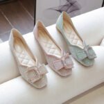 Spring and Autumn New Square Head Four Seasons Shallow Mouth Rhinestone Single Shoes Ladyshoes Large Size Women's Shoes
