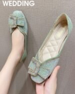 Spring and Autumn New Square Head Four Seasons Shallow Mouth Rhinestone Single Shoes Ladyshoes Large Size Women's Shoes - Image 4