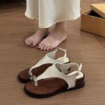 French-style niche design, elegant platform sandals for women, 2026 summer new style, wedge heel, metal buckle, toe-covering Roman sandals - Image 10