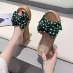 New Style Waterproof Platform High-Heeled Bow Polka Dot Fashion Beach Shoes, Suitable for Outdoor Wear, One-Strap Sandals - Image 6