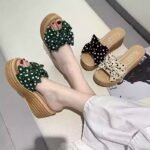 New Style Waterproof Platform High-Heeled Bow Polka Dot Fashion Beach Shoes, Suitable for Outdoor Wear, One-Strap Sandals - Image 5
