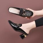 New Style Baotou High-Heeled Slippers for Women, Fashionable Thick-Heeled Outer Sandals, Simple Temperament - Image 4