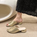 Summer New Style Fish-Mouth Women's Slippers, Elegant Casual Fashion Half-Slip Large Size Women's Shoes - Image 3