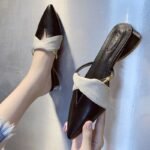 New Student Korean Style All-match Thick Heel Low Heel Pointed Half-drag Large Size Mueller Shoes