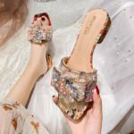 summer outdoor wear thick heel floral versatile fashion rhinestone sandals plus size women's shoes - Image 2