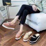 Baotou Half-Slip Heelless Thick-Soled Wedge Two-Color Sole Large Size Sandals - Image 9