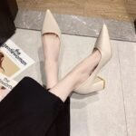Sexy Pointed Leather Shoes Thick Heel Professional Work Shoes Internet Celebrity Versatile Shallow Mouth Shoes - Image 7