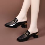 New Style Baotou High-Heeled Slippers for Women, Fashionable Thick-Heeled Outer Sandals, Simple Temperament - Image 8
