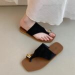 Flat-Soled Elegant Sandals for Women's Outer Wear Summer 2026 New French Fashion Casual Slip-On Holiday Beach Sandals - Image 2