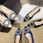 New Baotou Back Empty Rhinestone Thick Heel Low Heel Pointed Shallow Mouth Commuer Shoes - Image 5