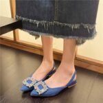 New Baotou Back Empty Rhinestone Thick Heel Low Heel Pointed Shallow Mouth Commuer Shoes - Image 8