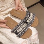 Open-Toe Pearl Flat Beach Sandals for Women - Image 3