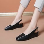 New Wedge Heeled Women's Shoes Square Head Empty One-word Elegant Mother's Shoes for Women - Image 6