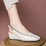 New Wedge Heeled Women's Shoes Square Head Empty One-word Elegant Mother's Shoes for Women