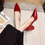 Sexy Pointed Leather Shoes Thick Heel Professional Work Shoes Internet Celebrity Versatile Shallow Mouth Shoes - Image 8