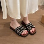 Pearl French Holiday Sandals for Women's Summer Outer Wear - Image 2