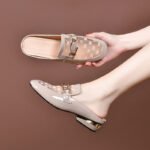 New Style Baotou High-Heeled Slippers for Women, Fashionable Thick-Heeled Outer Sandals, Simple Temperament