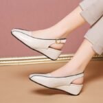 New Wedge Heeled Women's Shoes Square Head Empty One-word Elegant Mother's Shoes for Women - Image 7