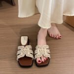 Pearl French Holiday Sandals for Women's Summer Outer Wear - Image 3