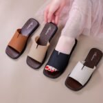 36-37-39 SIZE square head office soft flat bottom beach sandals for pregnant women - Image 4
