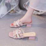 Sandals and Slippers Women's Summer Outer Wear 2026 New Summer Summer Women's Shoes Fairy All-match Mid-heel Beach Slides - Image 4