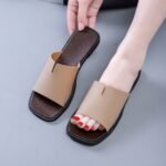 36-37-39 SIZE square head office soft flat bottom beach sandals for pregnant women