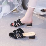 Sandals and Slippers Women's Summer Outer Wear 2026 New Summer Summer Women's Shoes Fairy All-match Mid-heel Beach Slides - Image 2