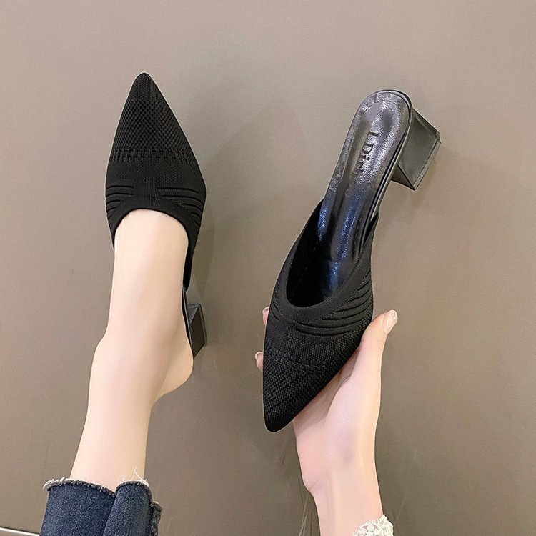 O1CN01MU5QlF1uC3Dqcnsia_!!3073936000-0-cib Women's pointed-toe chunky heel slip-on mules, perfect for summer 2026. - Image 1