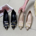 French High Heels, Elegant Soft Leather, Non-Abrasive, Stiletto Heel, Pointed Toe, Office Shoes, Square Buckle, Low Heel, Women's Single Shoes - Image 7