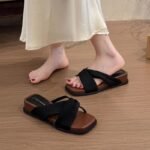 Trendy Versatile Sandals for Outdoor Wear, Fairy Shoes, Slimming Fashion New Style, Versatile with Skirts, Chunky Heel Square Toe Slippers - Image 5