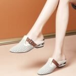 New Foreign Trade Women's Sandals Square Buckle Outer Wear Half-Mop Baotou Slippers Hollow Hole Sandals Cross-border Trade - Image 5