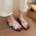 Trendy Versatile Sandals for Outdoor Wear, Fairy Shoes, Slimming Fashion New Style, Versatile with Skirts, Chunky Heel Square Toe Slippers - Image 3