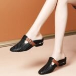 New Foreign Trade Women's Sandals Square Buckle Outer Wear Half-Mop Baotou Slippers Hollow Hole Sandals Cross-border Trade - Image 4