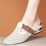 New Foreign Trade Women's Sandals Square Buckle Outer Wear Half-Mop Baotou Slippers Hollow Hole Sandals Cross-border Trade