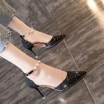 French High Heels for Women 2026 Spring and Summer New Sexy Mid-Air Quality Shoes French Stiletto Pearl Strap Sandals
