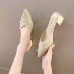 Women's pointed-toe chunky heel slip-on mules, perfect for summer 2026. - Image 2