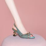 Foreign Trade Fish Mouth High Heel Sandals 2026 Summer New Thick Heel Bow Buckle Back Hollow Open Toe Sandals for Women Wholesale - Image 8