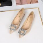 Shallow Patent Leather Low-Heeled Rhinestone High Heels That Are Comfortable - Image 4
