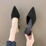 Women's pointed-toe chunky heel slip-on mules, perfect for summer 2026. - Image 7