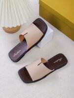 36-37-39 SIZE square head office soft flat bottom beach sandals for pregnant women - Image 2