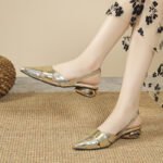 Silver-Colored Closed-Toe Sandals for Women, 2026 New Model, Patent Leather Hollow-Out High Heels, Summer High-Heeled Sandals to Wear with Skirts