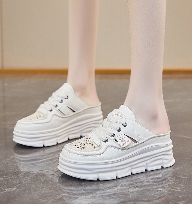 MS187=2290 38 SIZE Shoes for women 2025 new thick-soled inner height-enhancing half-slippers - Image 1
