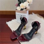 38 SIZE Cross-border foreign trade temperament one-strap black square head stiletto high-heeled sandals for women - Image 5