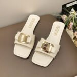 41 SIZE Casual flat slippers for women Metal buckle one-strap sandals for women - Image 6